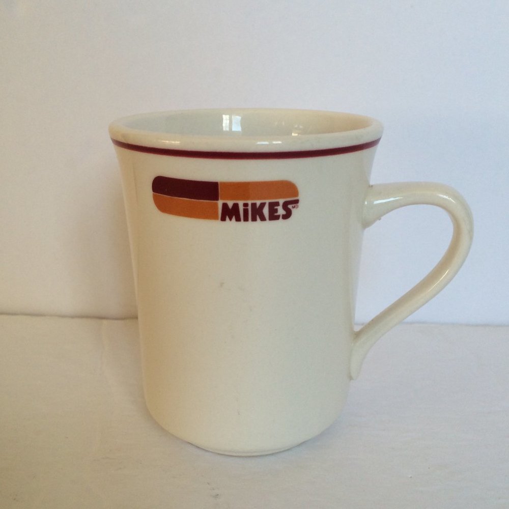 Mike's Restaurant Pizza Sub Coffee Mug White Logo Porcelain Syracuse China 6 oz